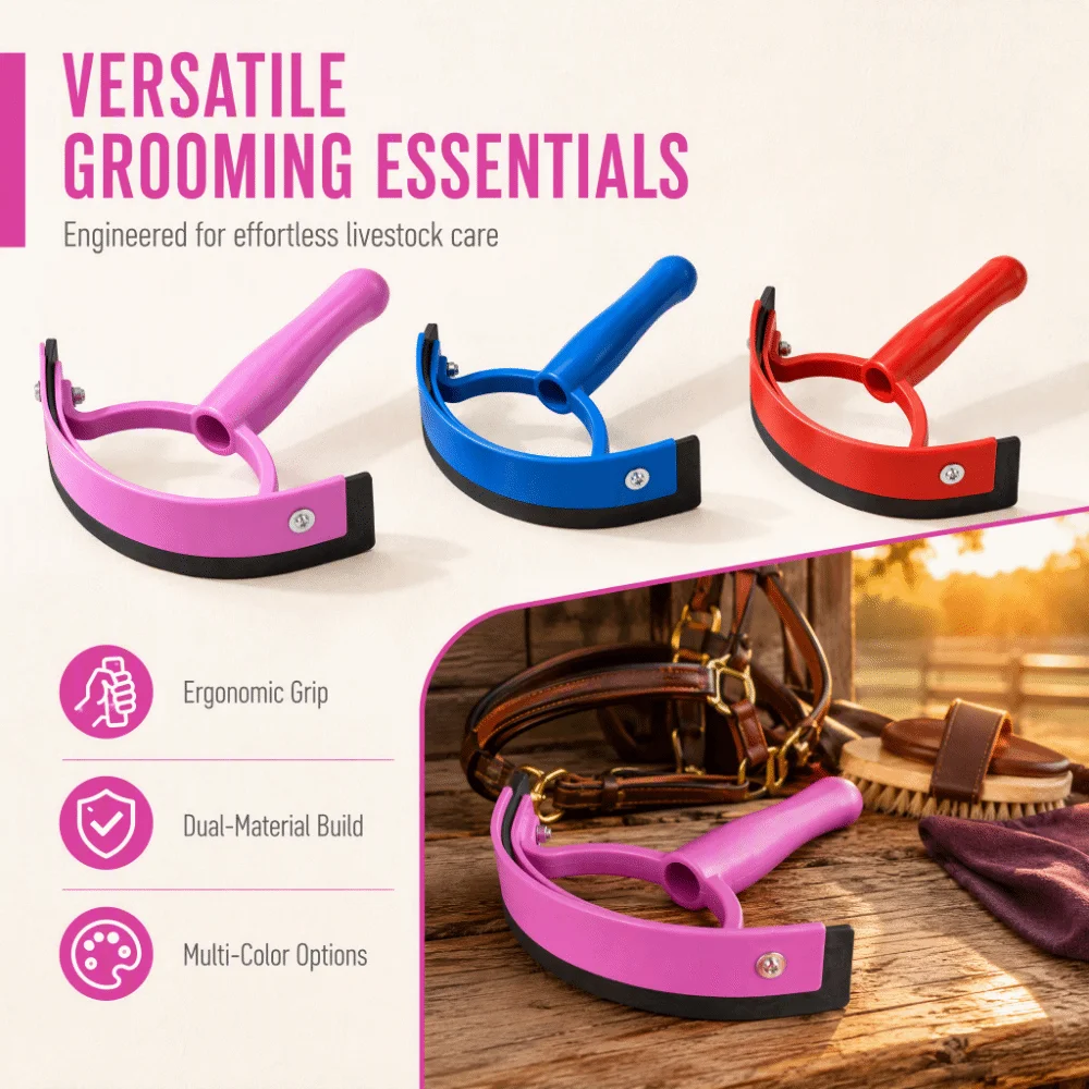 Random Color Horse Sweat Scraper Rubber Ergonomic Riding Grooming Tool Corrosion Resistant Comfortable Grip