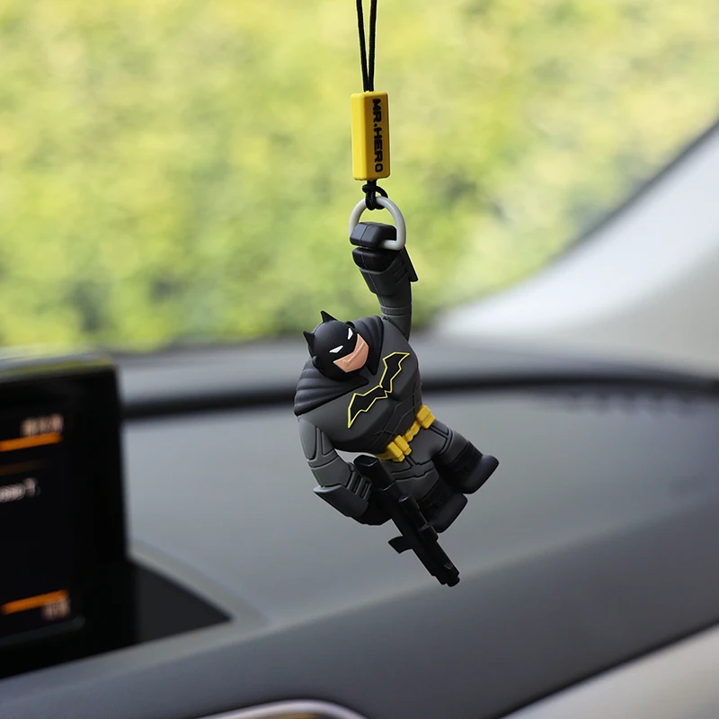 Cool DC Batman Superman male and female car rearview mirror new creative anime cartoon figure model stylish decorative pendant