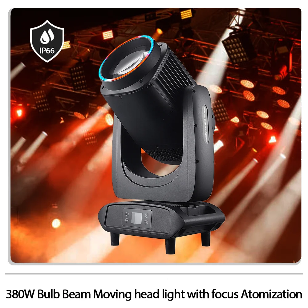 

Водонепроницаемая лампа 380 Вт с подвижной головкой и кольцом, 8 + 16 призмов, 13 фокусиров, распыление, эффект радуги для DJ, диско-клуба