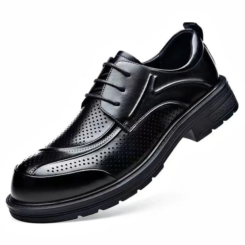 

High Quality Casual Suit Wedding Shoes for Men New Designer Cowhide Business Commuter Platform Shoes Luxury Mens Dress Shoes