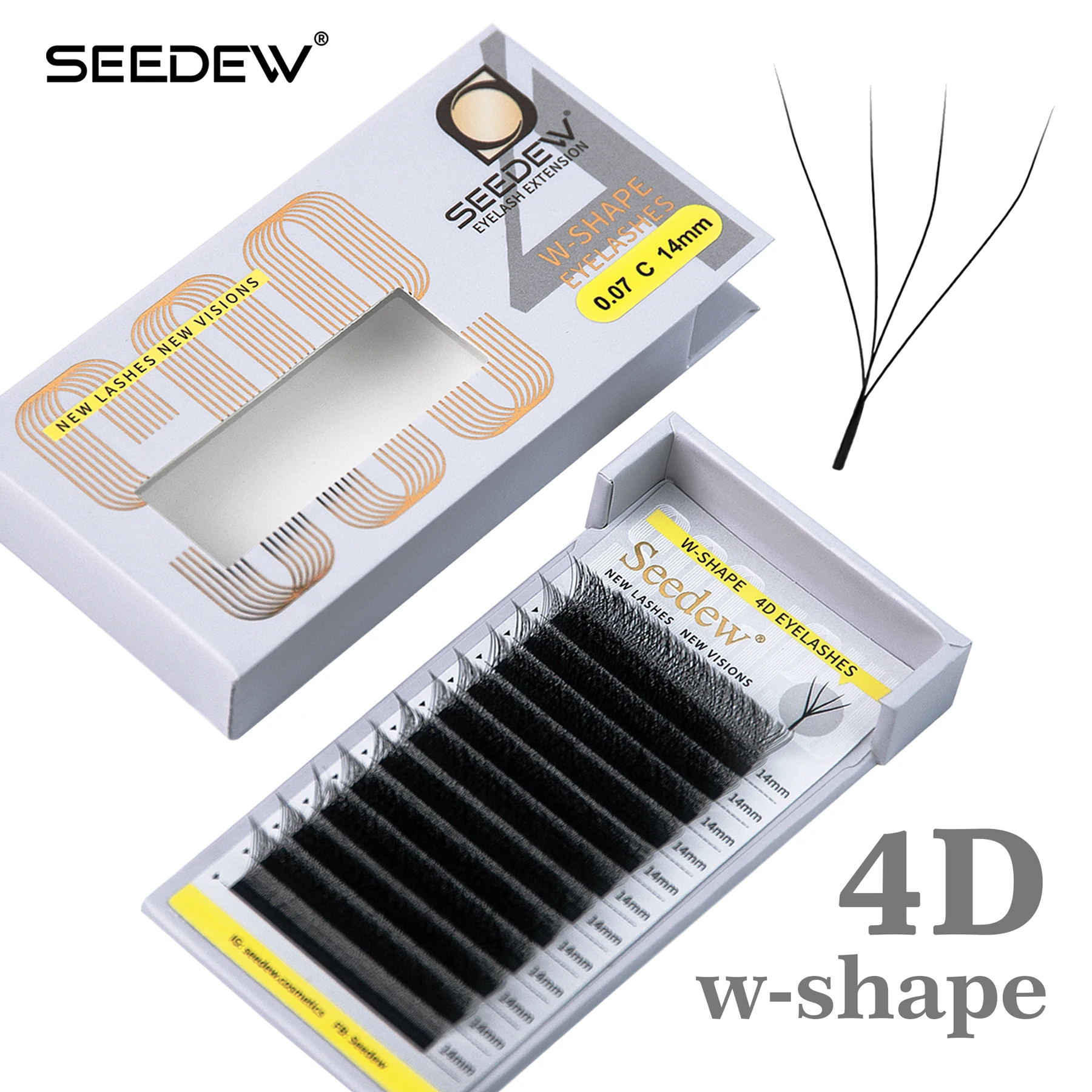 

SEEDEW 4D Lashes W shape Eyelash Extensions Makeup Premade Volume Fans Hand Waved Soft Faux Mink Natural Matte Lashes