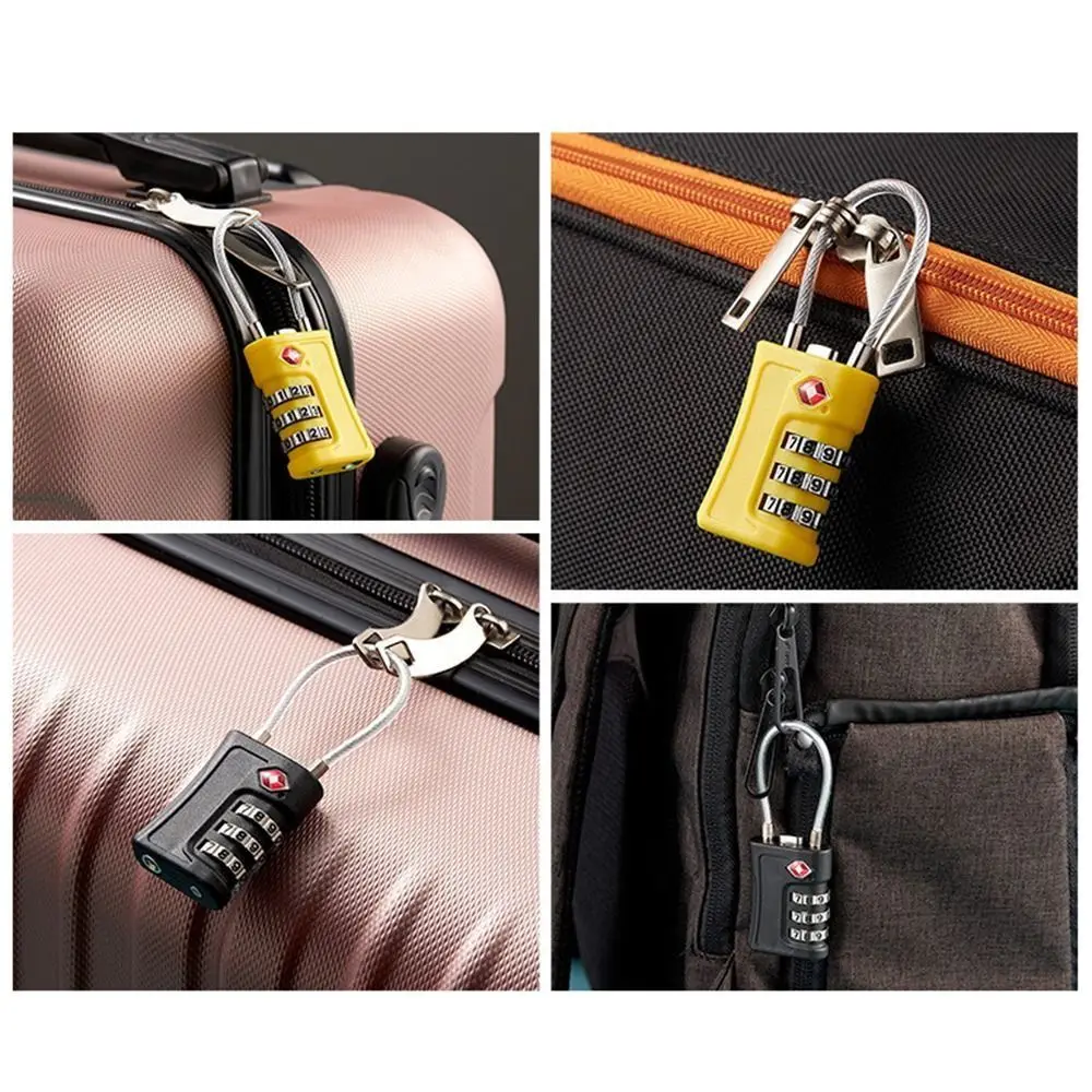 Portable TSA 3 Digit Combination Lock Anti-theft Wire Rope Suitcase Luggage Coded Lock Padlock Security Tool Cabinet Lock Travel