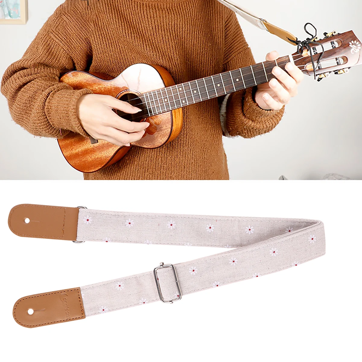 

1PC Daisy Pattern Style Cotton Linen Shoulder Strap Strap for Ukulele Guitar (Assorted Color)