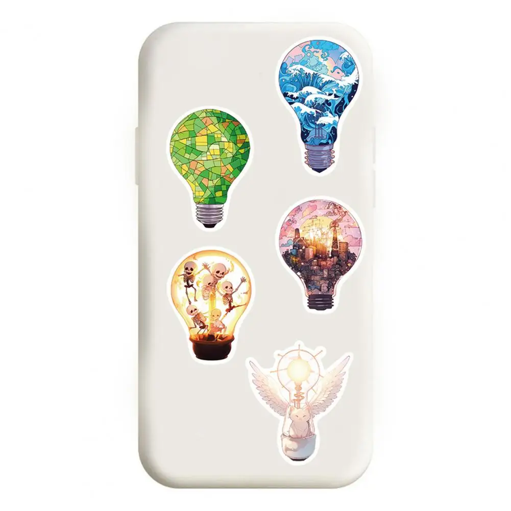 Durable Luggage Stickers Waterproof Light Bulb World Sticker Set Non-repetitive Self-adhesive Pvc Decals for Phone Laptop