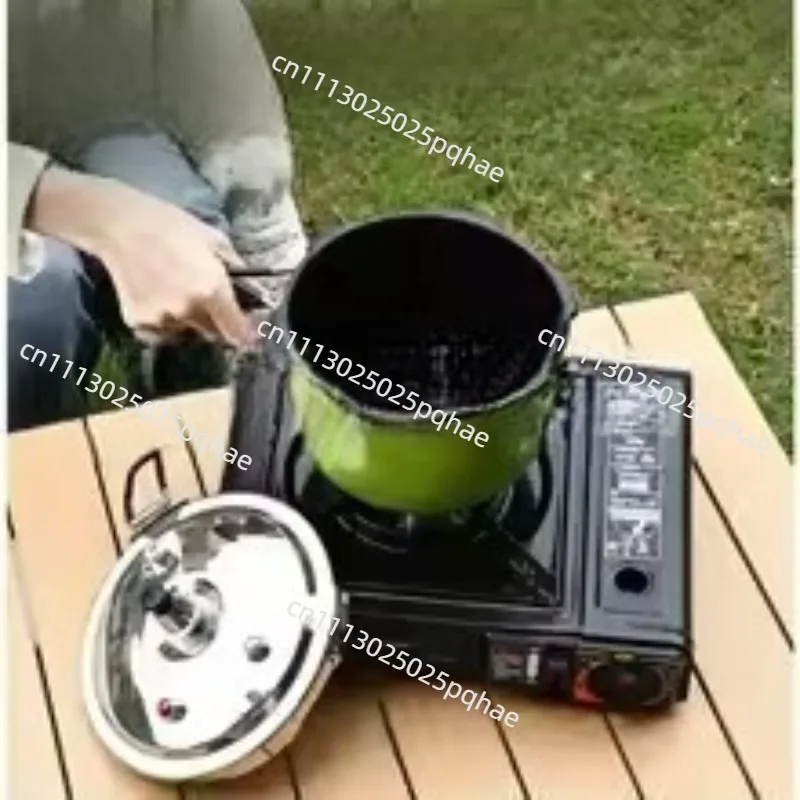 Outdoor Portable Mini Explosion-proof 304 Stainless Steel Compact Pressure Cooker with Folding Handles for Self-driving Camping