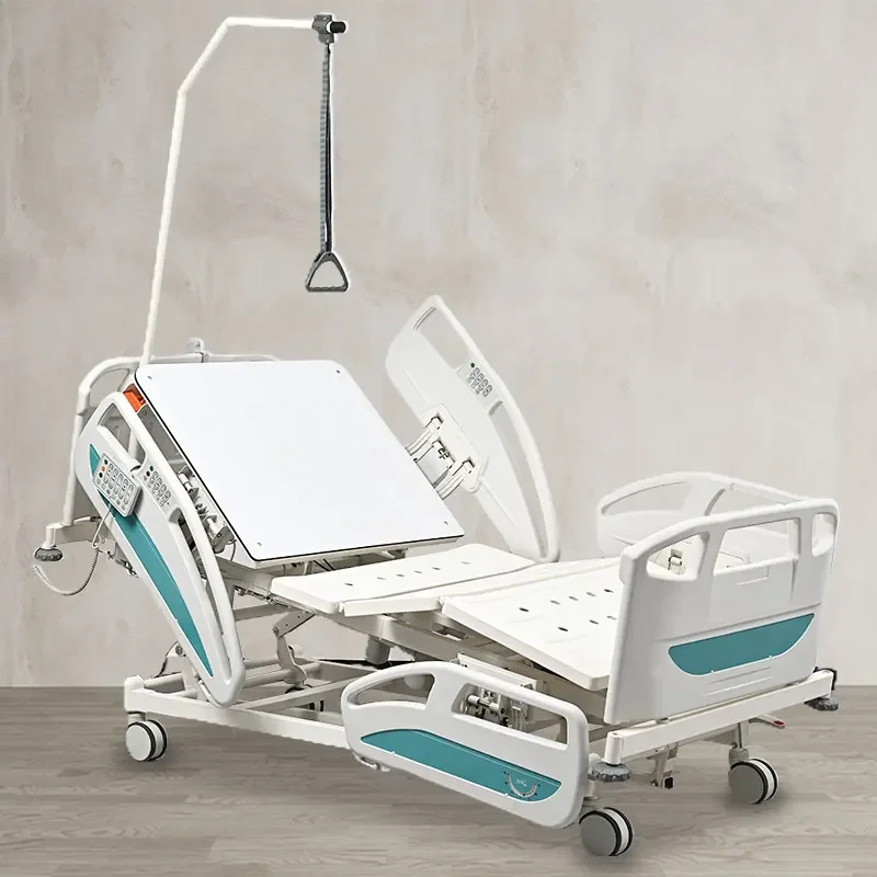 Hospital Bed with Monkey Bar Icu Bed 5 Function Multifunctional Medical Electric Care Bed with Cpr Function