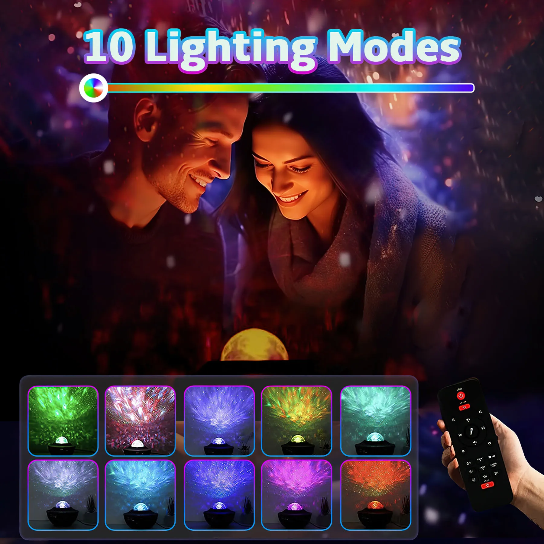 โปรเจคเตอร์กาแล็กซี่สำหรับห้องนอน, โปรเจคเตอร์แสง โปรเจคเตอร์ดาว กาแล็กซี่ไลท์พร้อมลำโพงบลูทูธ, ตัวจับเวลา, APP และรีโมทคอนโทรล