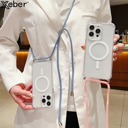 Crossbody Lanyard For Magsafe Magnetic Wireless Charging Case For iPhone 17 11 12 13 14 15 16 Pro Max X XR XS 8 Plus Clear Cover