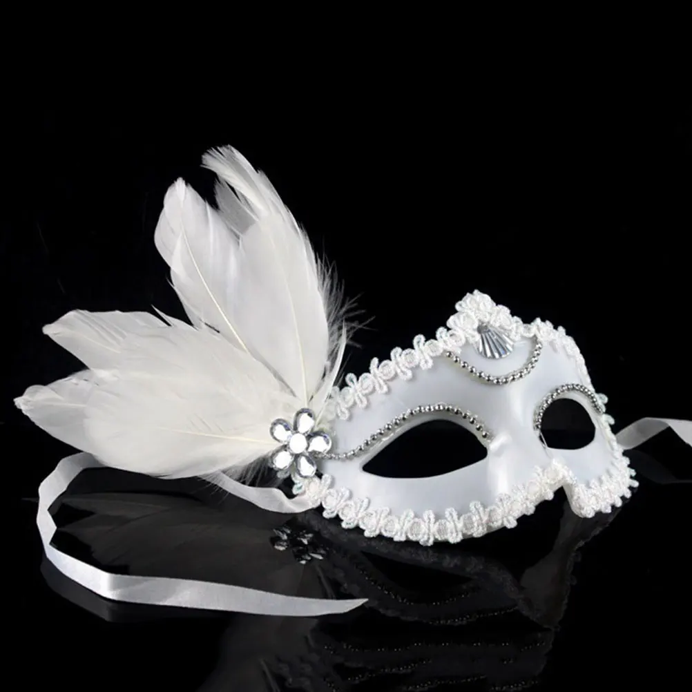 

Halloween Women Face Mask Masquerade Make Up Party Mask for Easter Party Festival Bar Costume Cosplay Accessory (White)