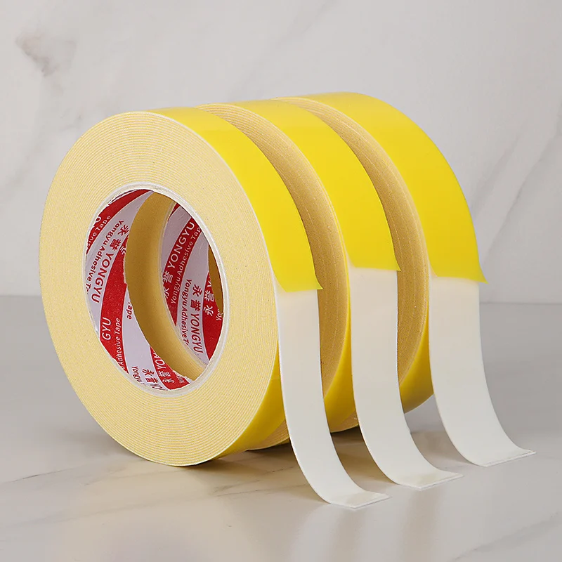 White Double-Sided Foam Tape With Yellow Film Cushioning Packaging To Protect Car Interior Fixed Dashboard Seats Photo Frames
