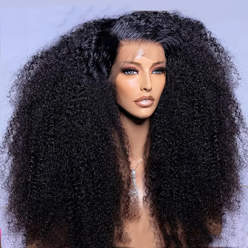 

13x6/360 HD Transparent Lace Frontal Wig Afro Kinky Curly Wigs 100% Human Hair 350/450 Density Pre Plucked For Women Wear And Go