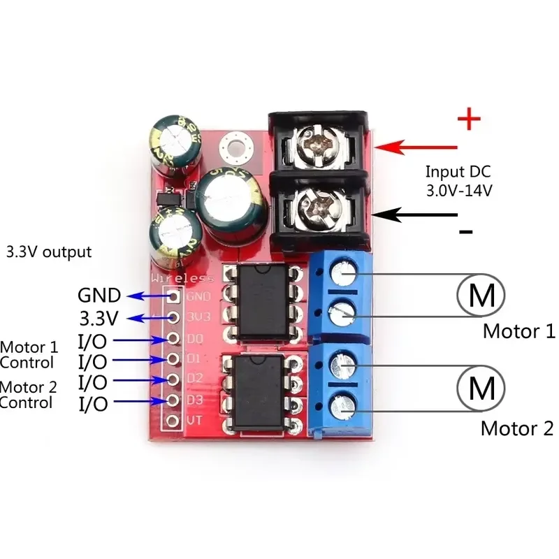 5A Dual DC Motor Drive Module Double H Bridge L298N PWM Remote Control Voltage Reverse Speed Regulation Board ZK-5AD 3V-14V