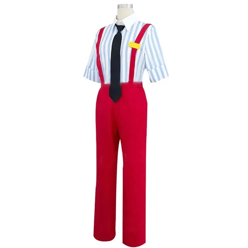 

Mikuu Hypnotist Cosplay Costume Wig Anime Mesmerizer Uniform Halloween Party Blue Striped Top Red Rompers For Women ty'4