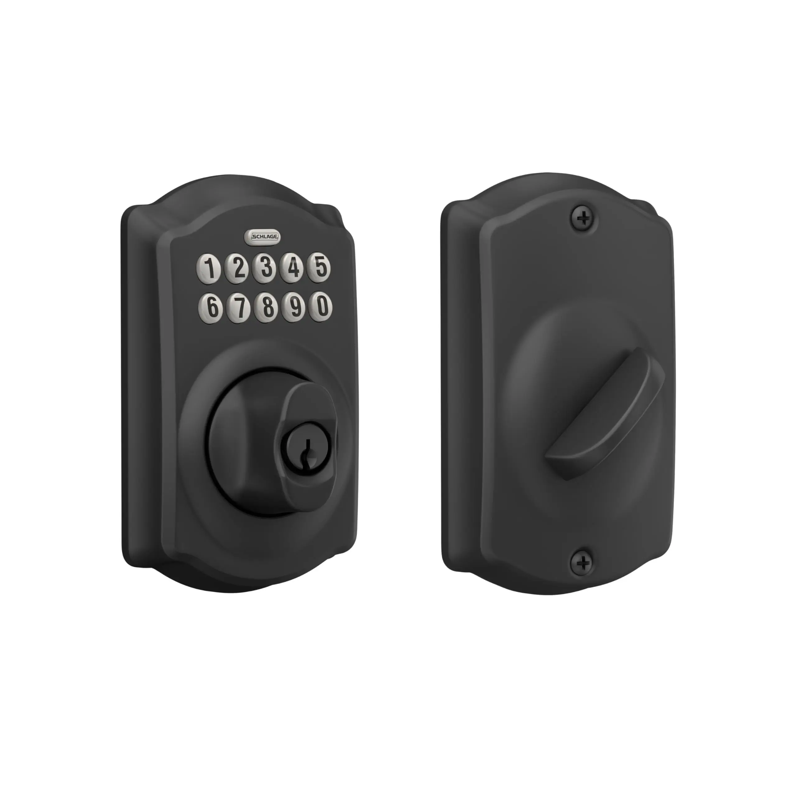 Electronic Keypad Deadbolt Lock, Camelot Trim, Matte Black