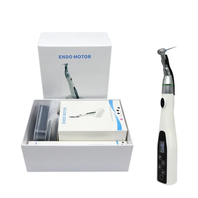 

Dental Cordless Endo Motor with LED 16:1 Standard Contra Angle Low Speed Handpiece, Root Canal Therapy Endodontic Instrument