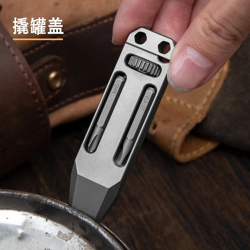 Titanium Alloy Telescopic Crowbar Bottle opener EDC Tools Screwdriver Wrench Hand Outdoor Camping EDC Tools With 3 Batch Head