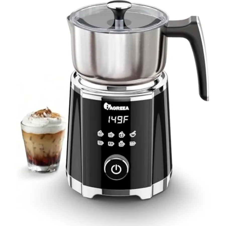 

8 in 1 Large Electric Milk Frother for Latte Cappuccino Hot Chocolate Matcha 21oz/600ml Stainless Steel Jug Detachable Steamer