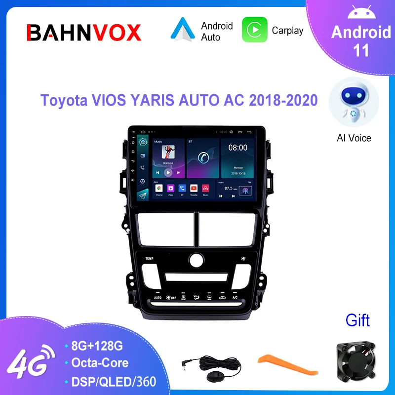 

9" Android 11.0 Car Radio for Toyota Vios Auto AC 2018-2020 Stereo Multimedia Video Player GPS Navigation Carplay Head Unit 2Din