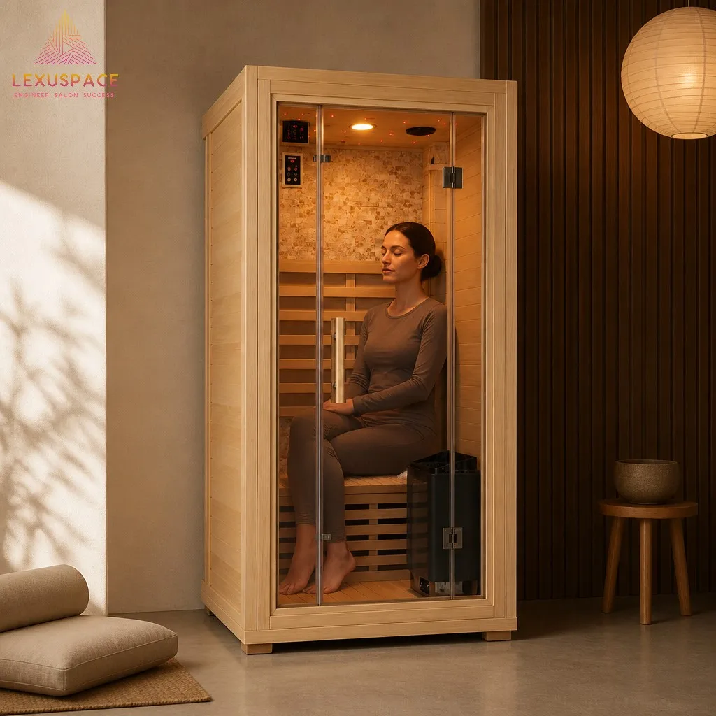 Hemlock Wood 1-3 Person Sauna Room Far-Infrared Heating Natural Wood Sauna Cabin With Ventilation