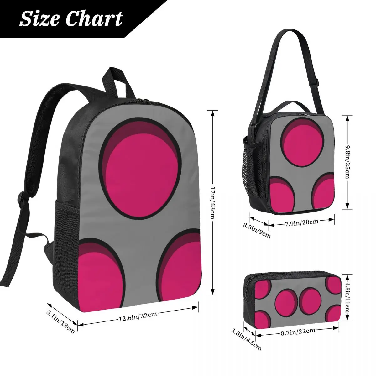 Invader Zim PAK Backpack Student Boys Girls BookBag School Bag Computer Shoulder Bags 3ps Insulated Lunch Bag Pencil Case