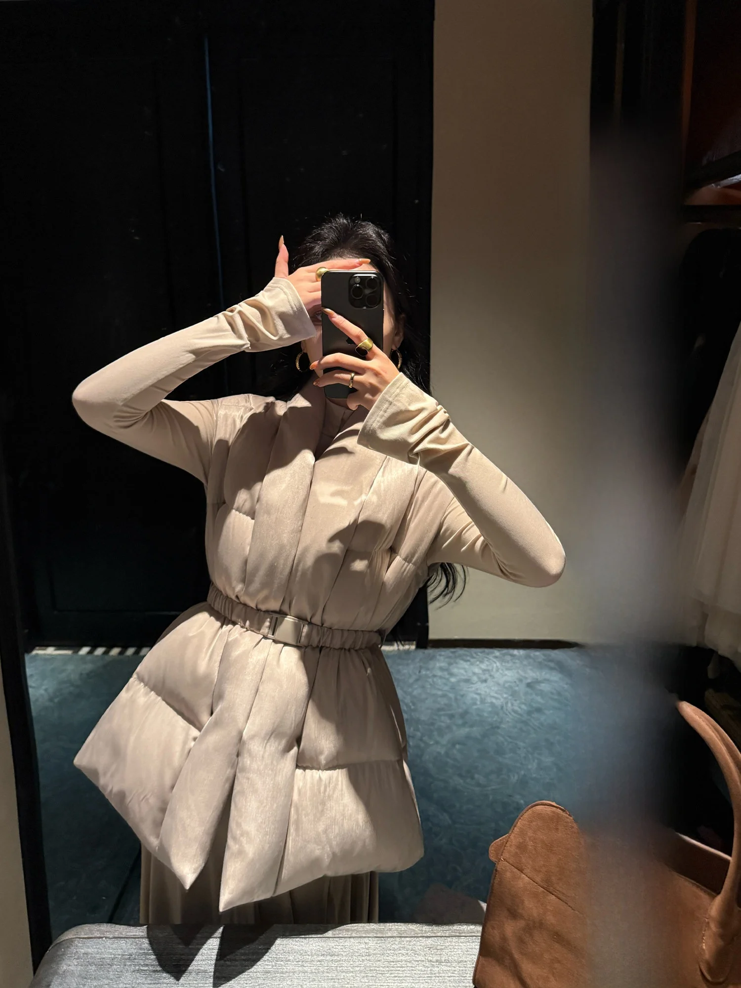 

Women's Thiened Winter down Jaet with Waist-Cinching Design Warm Outerwear Vest Sli Regular Fit 90% White Du down