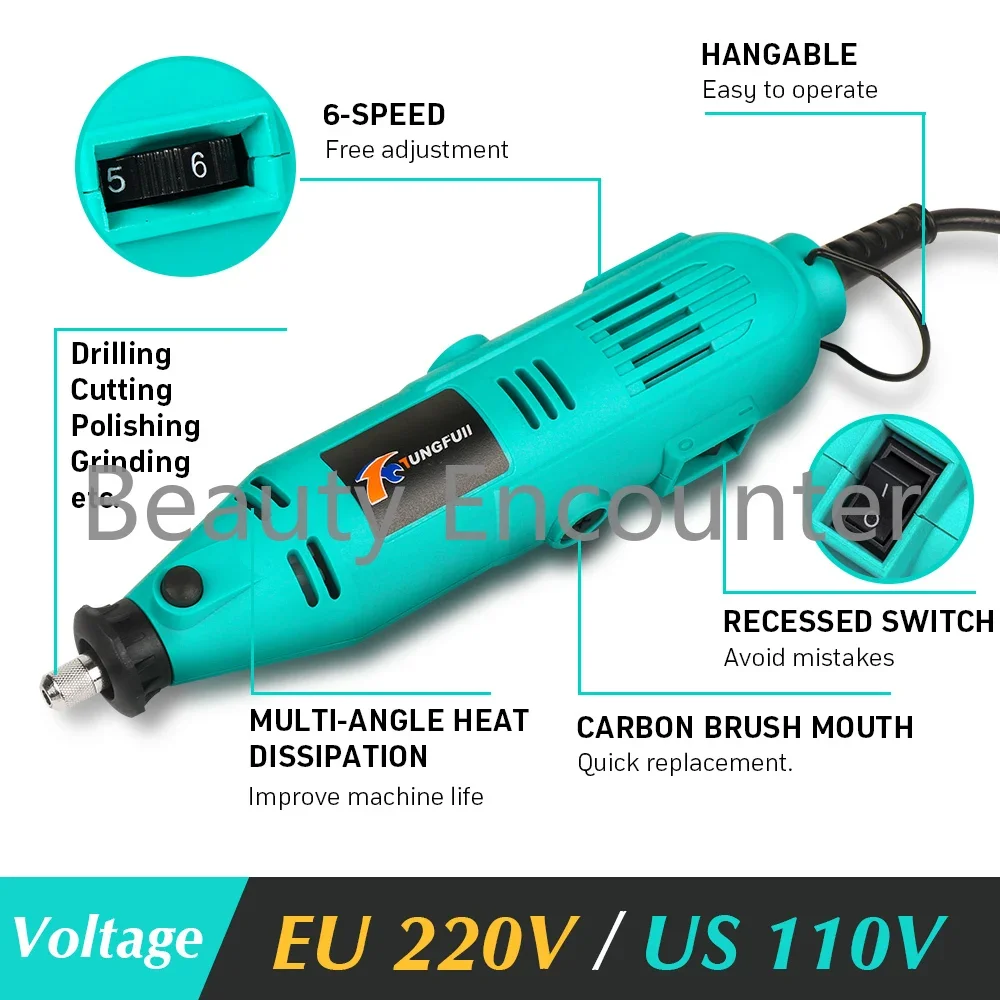 110V 220V Power Tool Electric Mini Drill Combo Kit with Box Hand Drill Grinder Engraver Polisher Mini Rotary Tool Dremel Set