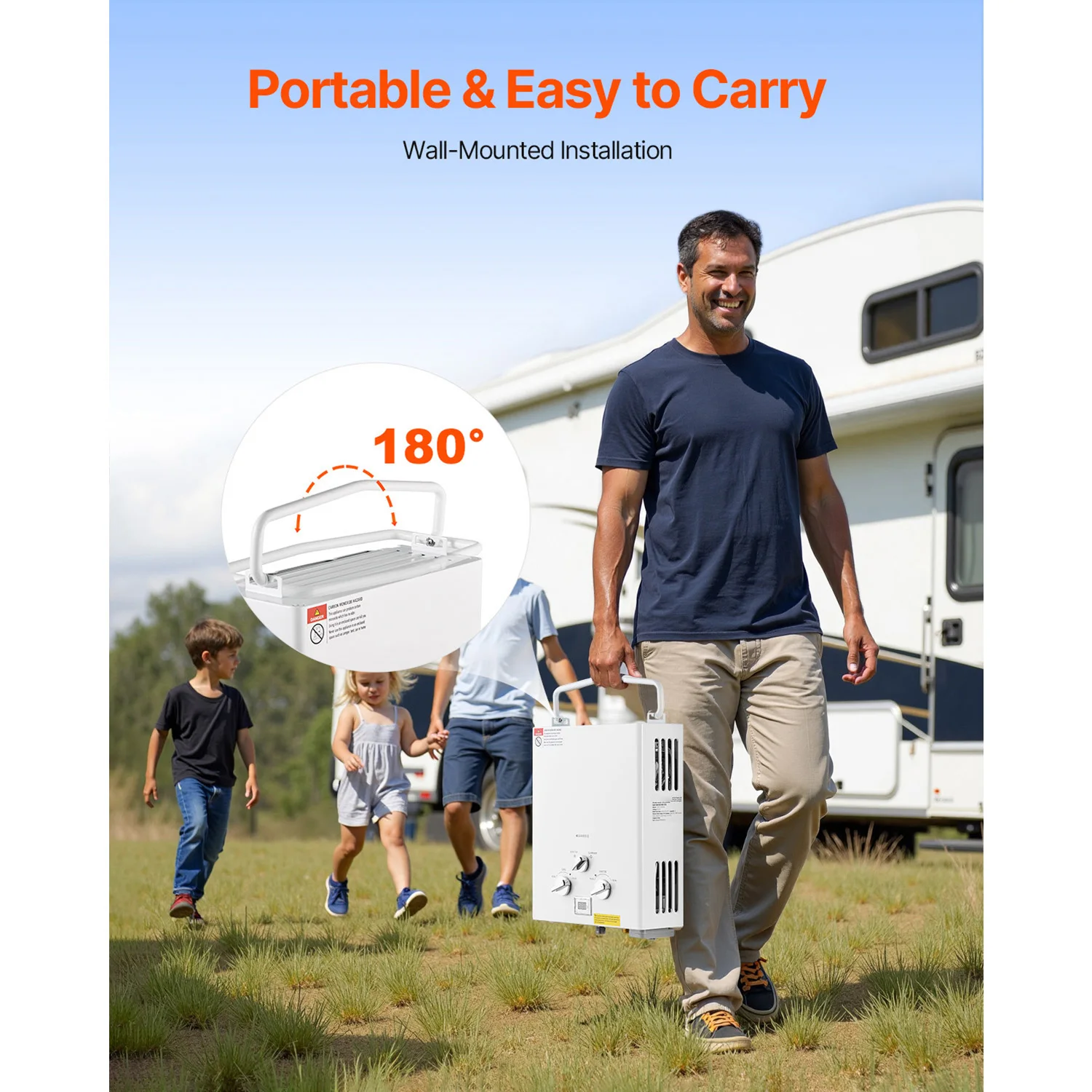 SucceBuy Portable Propane Water Heater 5/6/10L Tankless Outdoor Water Heater 34000 BTU 1.32 GPM Instant Hot Water for RV Camping