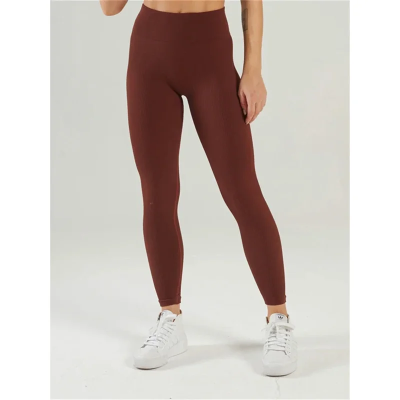 JINIA Ribbed Yoga Leggings Sports Tights Women Seamless Knit Yoga Pants White Femme Gym Leggings Skinny Workout Fitness Push Up