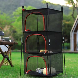 Outdoor Camping Tableware Storage Ventilated Net Bowl Basin Drying Net 4 Layers Storage Net Multifunctional Sun Hanging Net