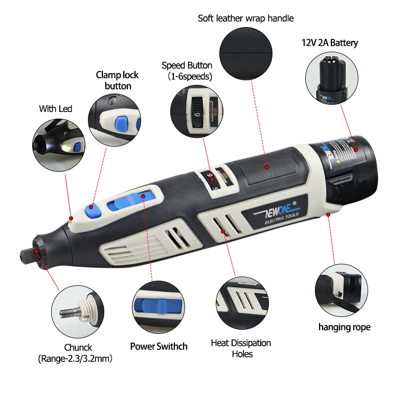 NEWONE 12V Electric Mini Drill Variable Speed Cordless Rotary Tool Reciprocating saw Power tool Combo kit With 1pc 2A battery