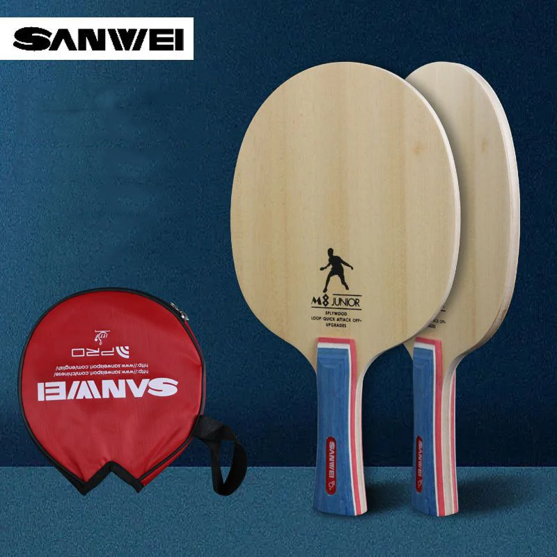 SANWEI M8 Table Tennis Racket 5-Ply All-Wood Blade Lightweight Ping Pong Paddle for Beginner Training Good Control Spin