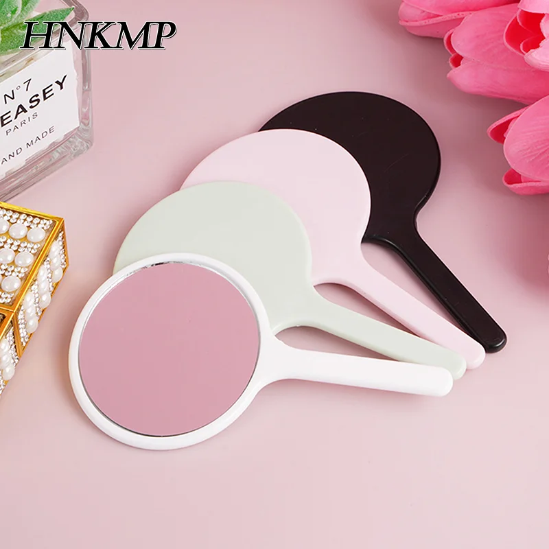 Durável diy espelho de maquiagem portátil pequeno redondo espelho de mão anti-queda com alça espelho portátil casa