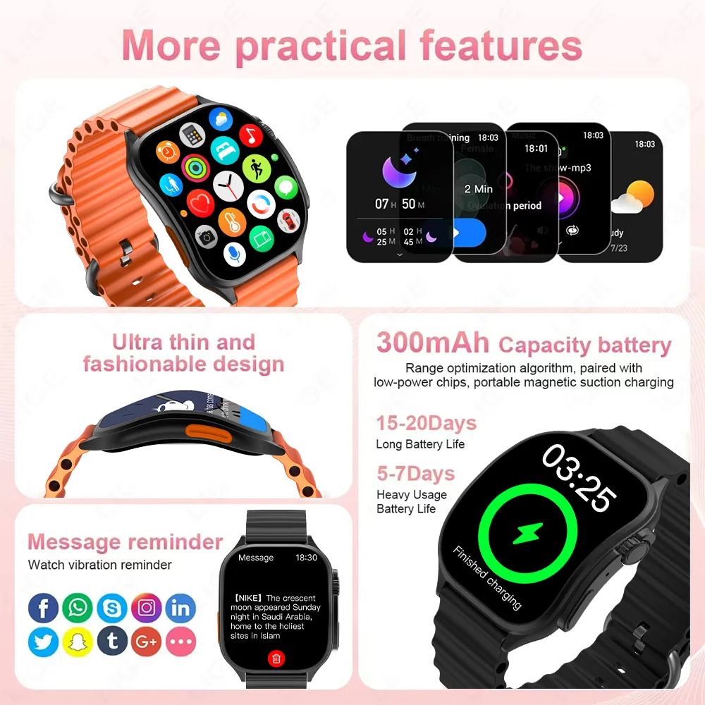 IYTSFT Curved Screen Bluetooth Call Smart Watch 2.01inch HD Fitness Tracker with Heart Rate Monitor Smartwatch for Men Women