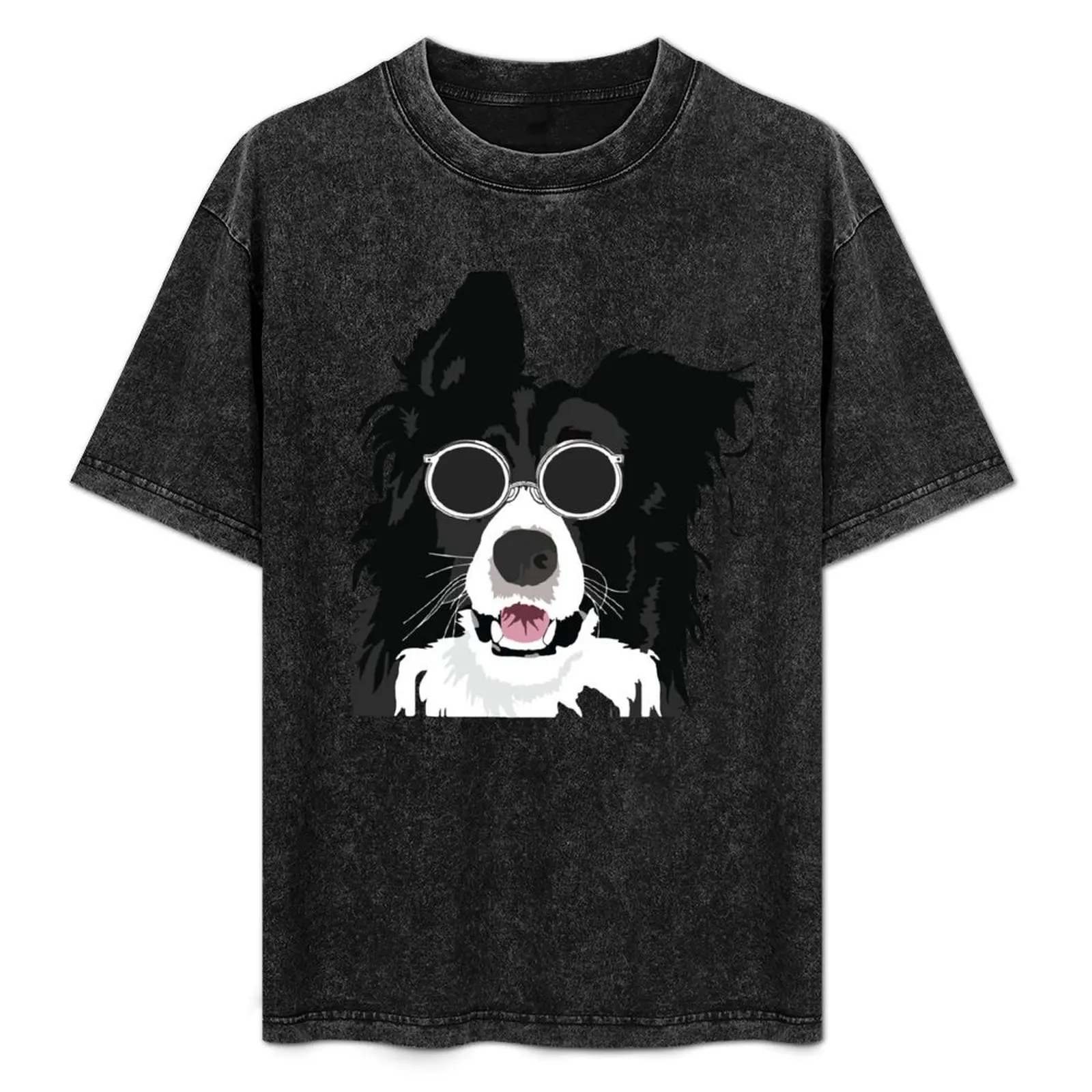 

Funny Border Collie Outdoor Sunglasses Dog Lover Gift T-Shirt Minimalist Plain Crew Neck T-Shirt