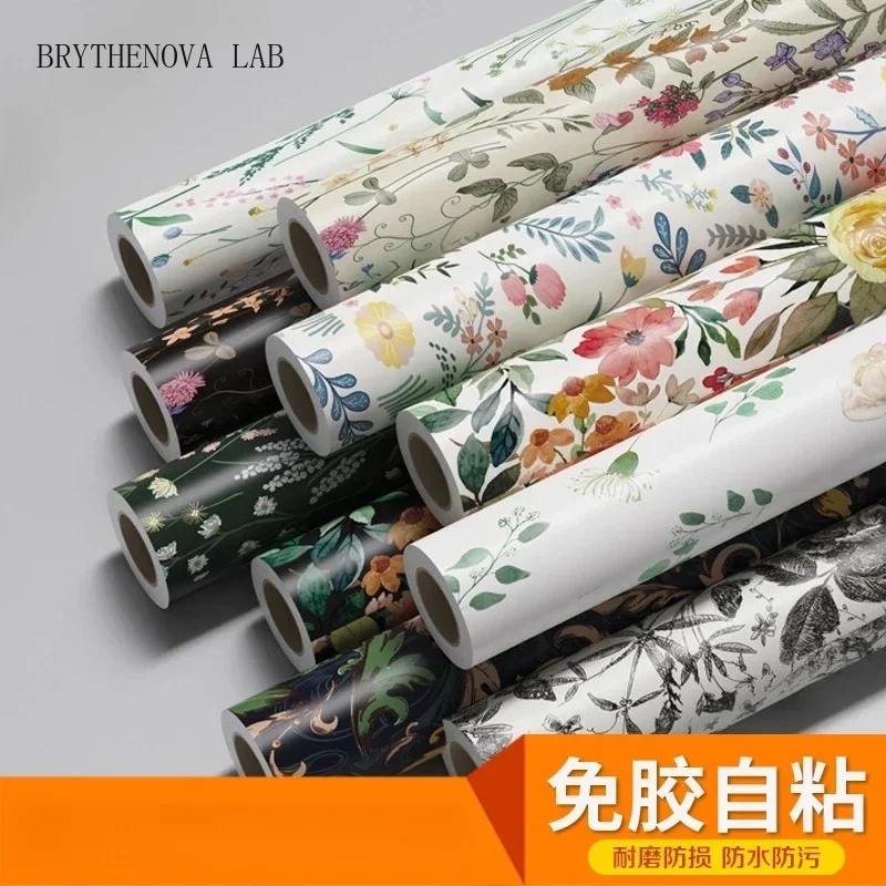 3meter PVC Frosted Moisture-proof Self-adhesive Wallpaper Home Wall Background Stickers Flower Pattern Self-adhesive Wallpaper