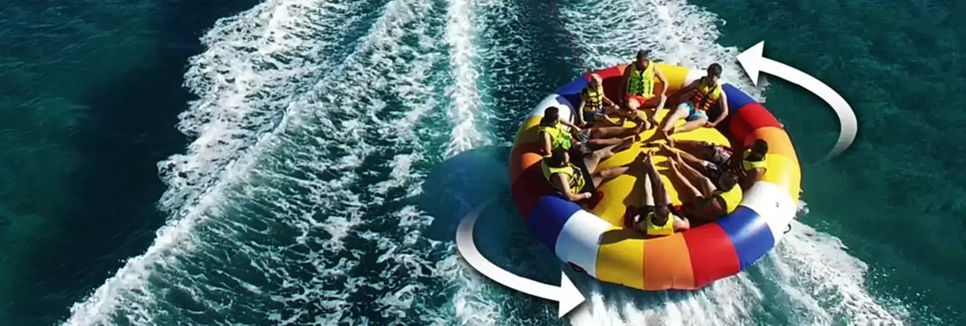 Commercial inflatable water spinning gyro park game flying disco boat towable rocker