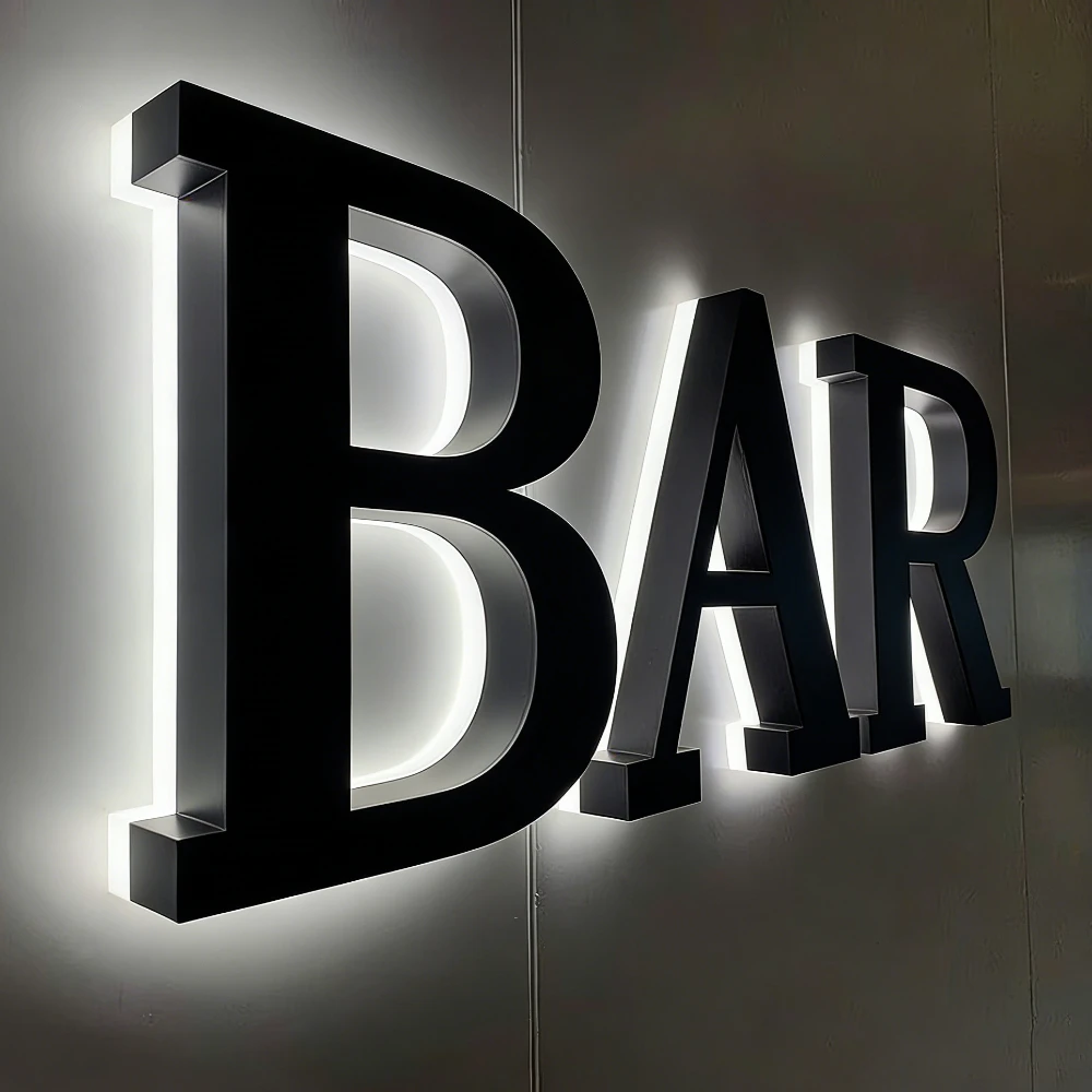 Custom 3D Luxury LED Luminous Acrylic Metal Wall Letters - Commercial Business Logo Signboard for Cafe Wall Decor & Advertising
