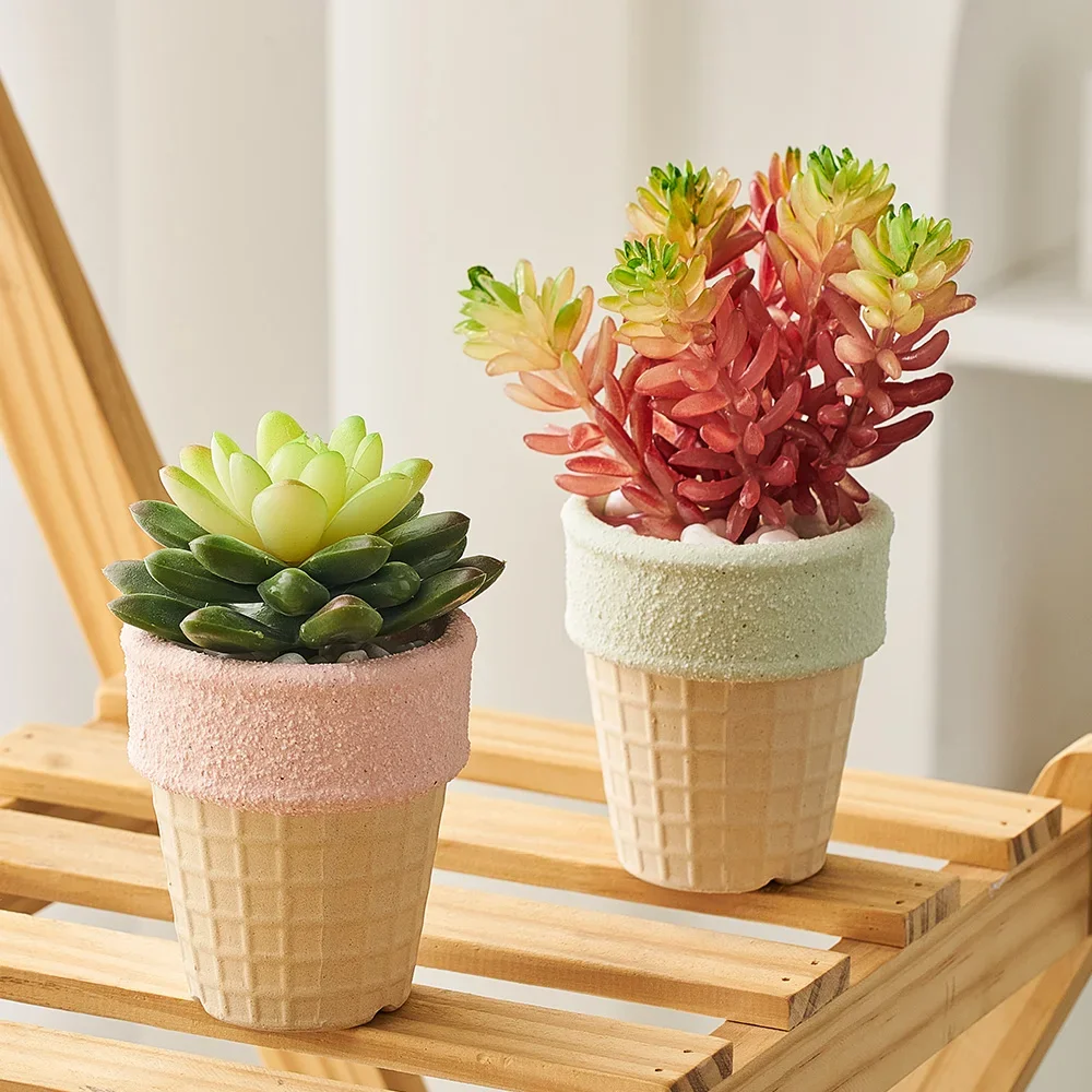 

Cartoon Ice Cream Flower Pot Ornament Home Decor Desk Flower Pots Succulent Plant Pot Flowerpot Decorative Planters for Plants