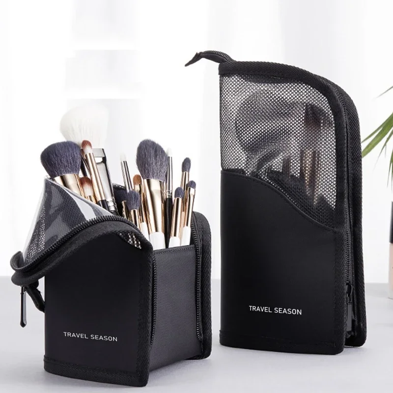 Tragbare Aufbewahrungstasche für Augenbrauenstifte mit großer Kapazität, Make-up-Pinsel, leichte Reise-Kosmetik-Schutznetztasche, leicht zu tragen