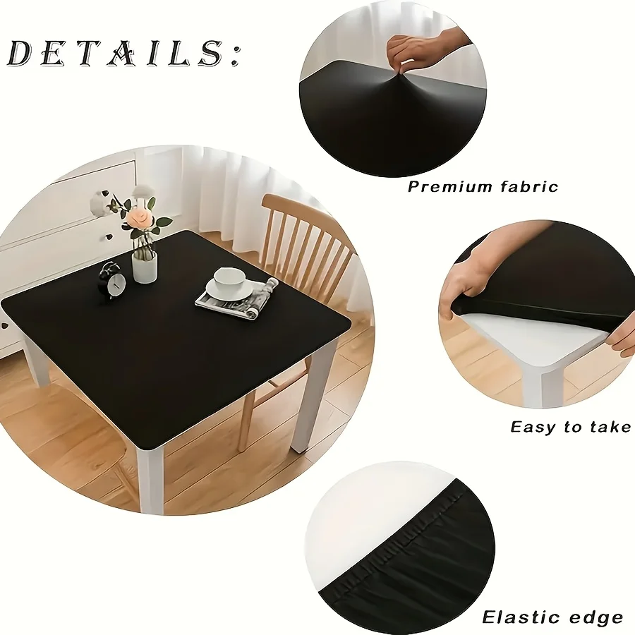 Square Stretchable Polyester Tablecloth, Table Cover for Christmas Parties, Indoor/outdoor Picnics and Camping