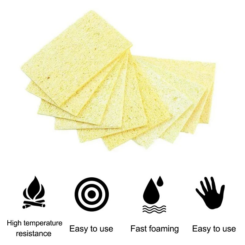 100Pcs Yellow Cleaning Sponge Cleaner for Enduring Electric Welding Soldering Iron Soldering Iron Cleaning Sponge Clean Pads