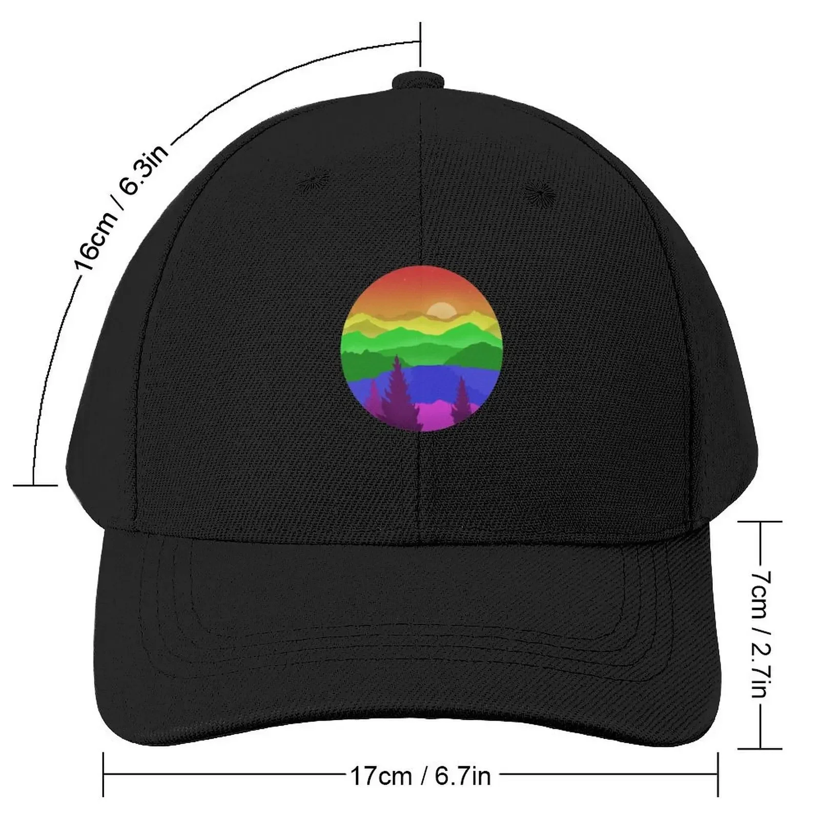 Subtle Pastel Rainbow Mountainscape Baseball Cap New Hat New In Hat funny hat Beach Men's Baseball Women's