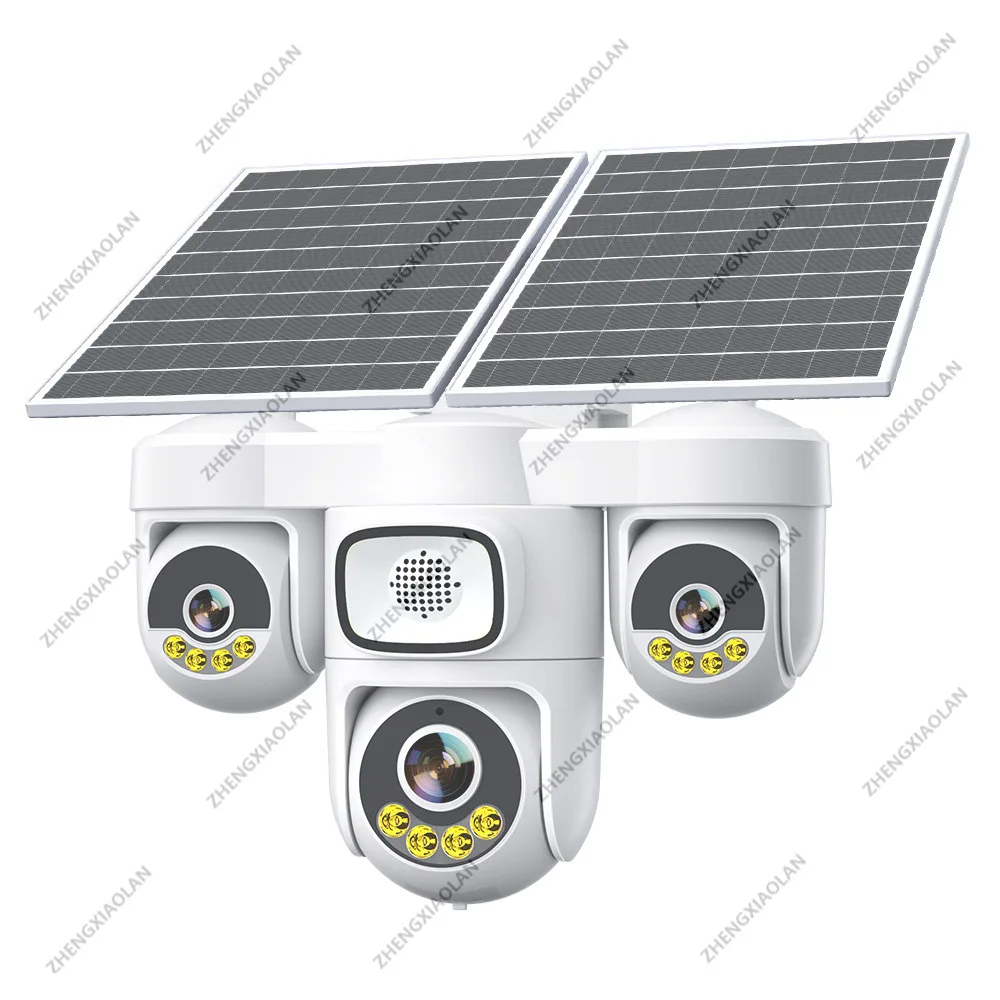 

data-free three-screen three-rotation AOV solar surveillance camera outdoor night vision remote monitor