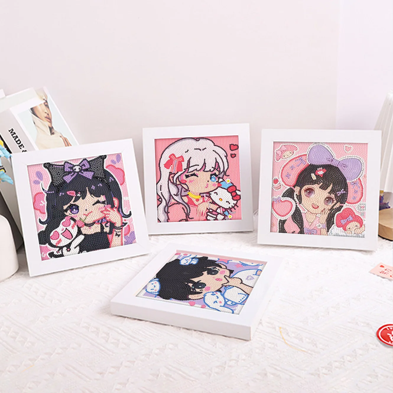 

1 шт. Sanrio мультфильм девушка кристалл алмазная декоративная живопись ручная работа DIY пара набор для вышивки крестом с рамкой вставная живопись