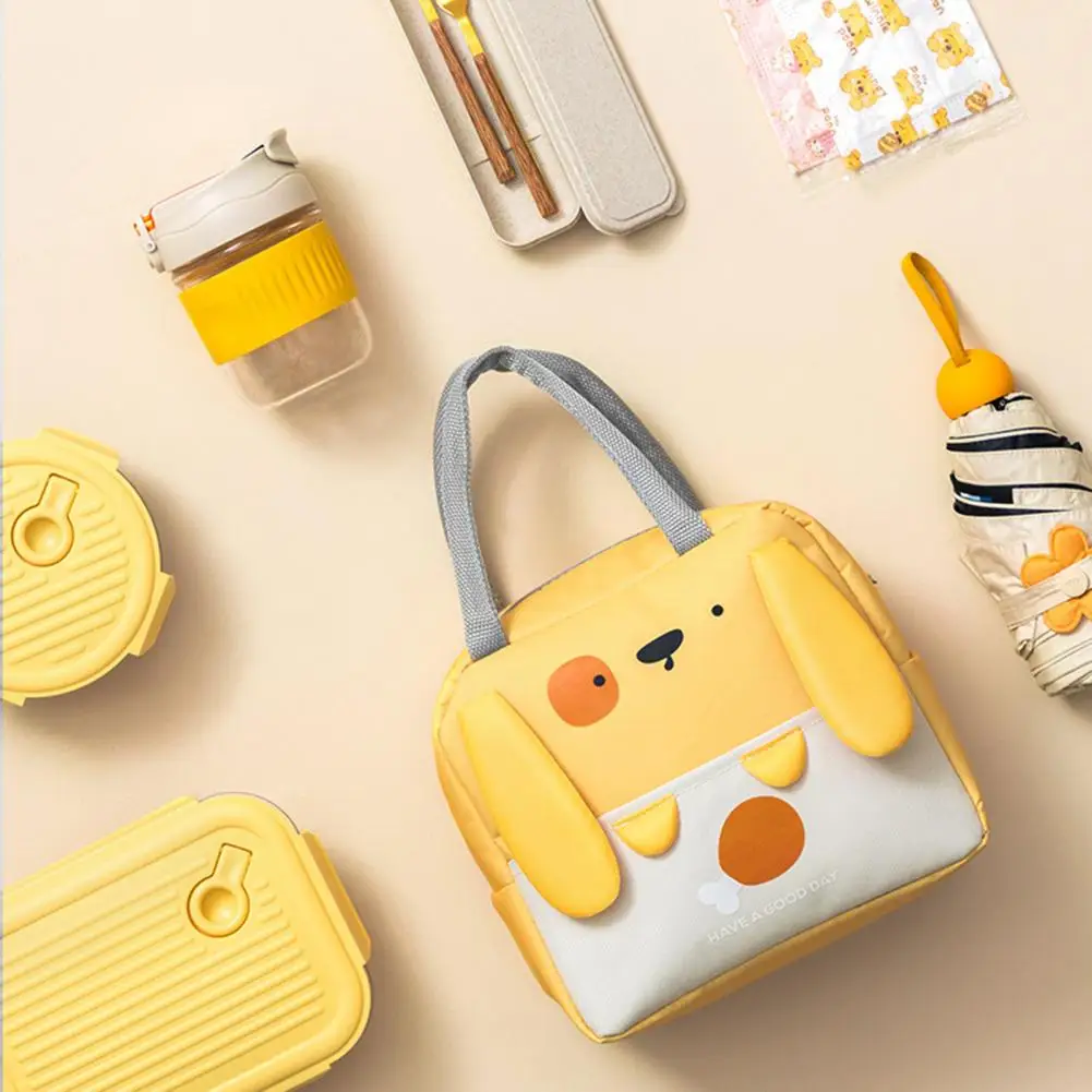 Bento Bag Thickened Foil Smooth Zipper Lunch Box Bag Bright Color Cartoon Animal Pattern Functional Bento Pouch Picnic Bags