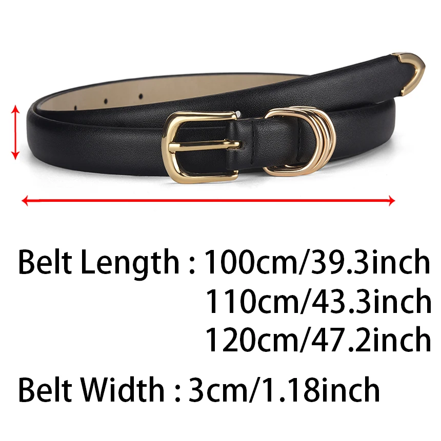 Women\'s Belt Fashion Golden Needle Buckle Belt Paired Jeans Dress PU Leather Belt Casual Trendy Youth Belt Gift for Girlfriends
