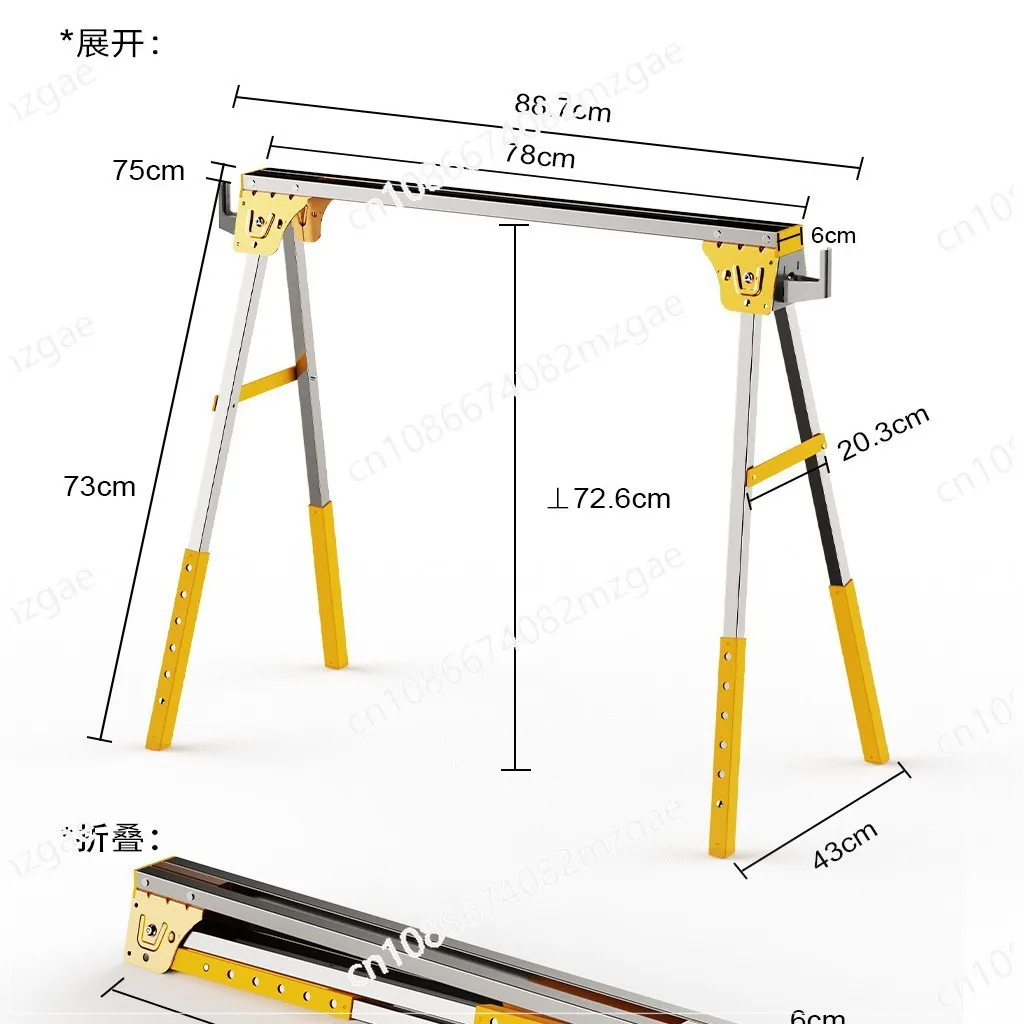 

Рама деревообрабатывающей пилы Складная металлическая рама пилы, несущая нагрузка 1200 кг Многофункциональный железный портативный верстак