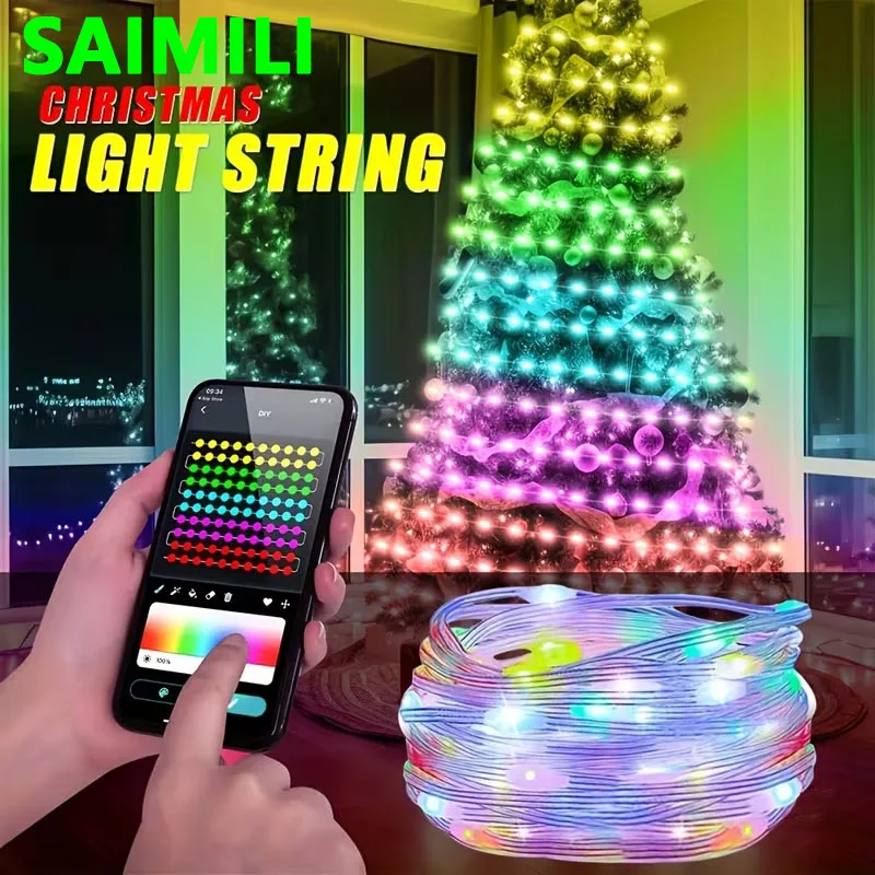 Fairy String LED Lights IP65 WS2812B Color Changing Christmas with Remote RGBIC Lights Tree Light for Wedding Decorations