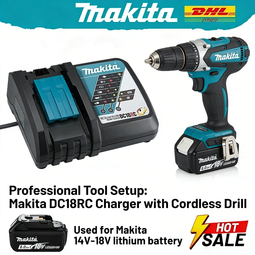 Chargeur Makita 18V LXT |   Charge rapide DC18RC DC18SD compatible avec les batteries lithium-ion BL1830 BL1840 BL1850 BL1860
