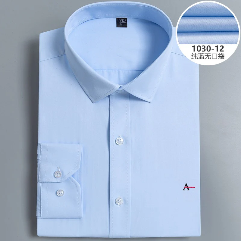 2023 Camisa homens cor sólida camisa de negócios moda casual slim branco camisa de manga comprida roupas de marca masculina